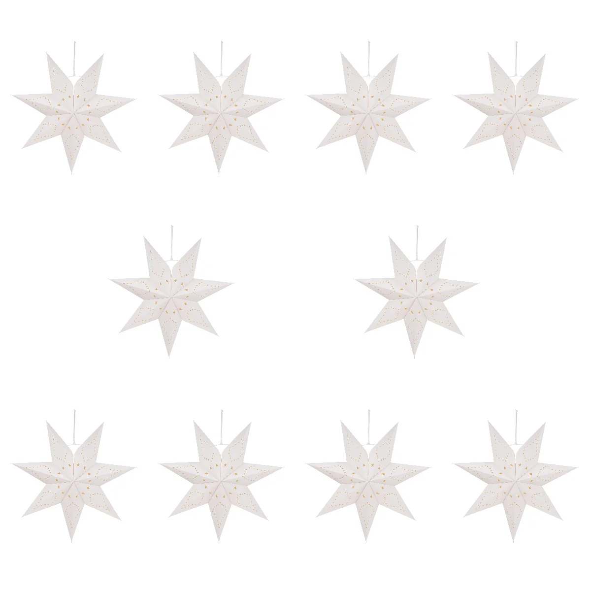 

10pcs BESPORTBLE Star Paper Lantern Hollow Out Lampshade Hanging Ornament for Home Birthday Party Festivals (White)