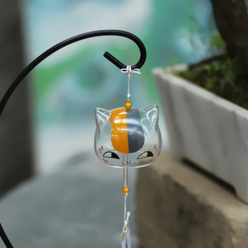 

Стеклянный ветряной колокольчик с рисунком кошки для дома и сада, подвесное украшение «сделай сам», подарок в японском стиле, кавайное укра...