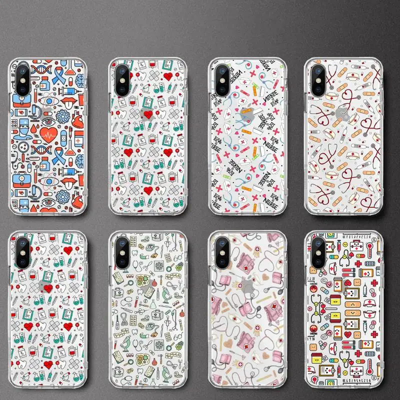 

nurse doctor medecine Phone Case Transparent soft For iphone 12 11 13 7 8 6 s plus x xs xr pro max mini