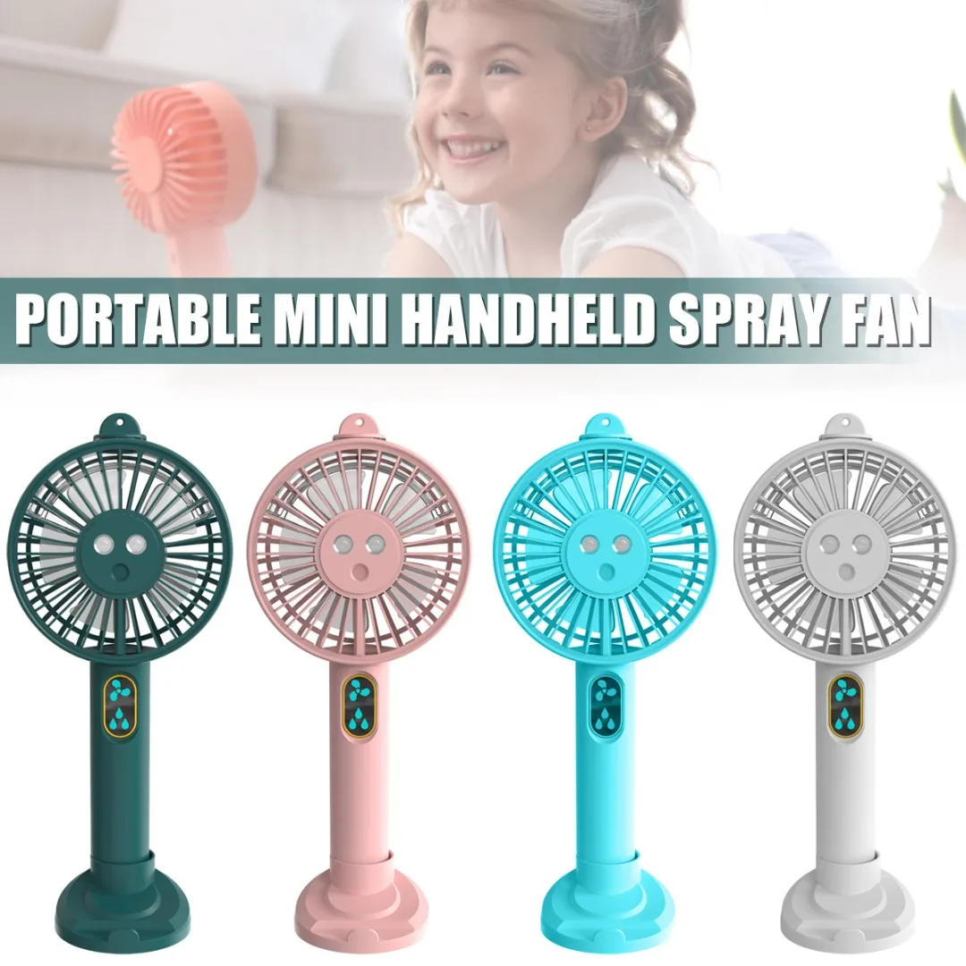 

New DC 5.0V/1A Spray Small Fan USB Rechargeable Dormitory Outdoor Handheld Misting Fans Portable Mini Desk Cooler