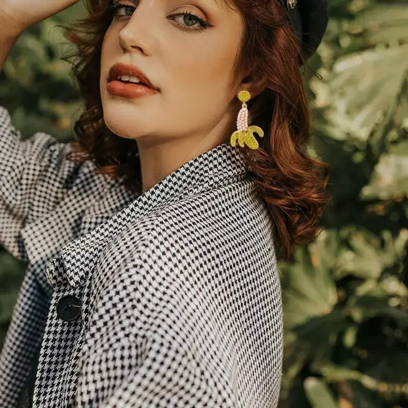 Серьги с кристаллами жемчужные круглые серьги-гвоздики имитирующие еду желтые