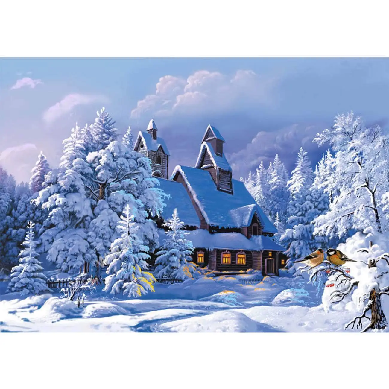

5D Diamond Painting Snow Woods Cottage in Winter Full Drill by Number Kits for Adults, DIY Diamond Set Arts Craft a0089