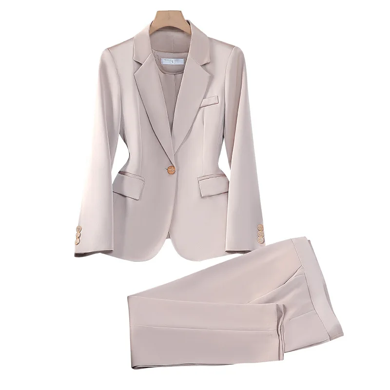 Весенне-осенние женские деловые костюмы с брюками и куртками пальто брючные в