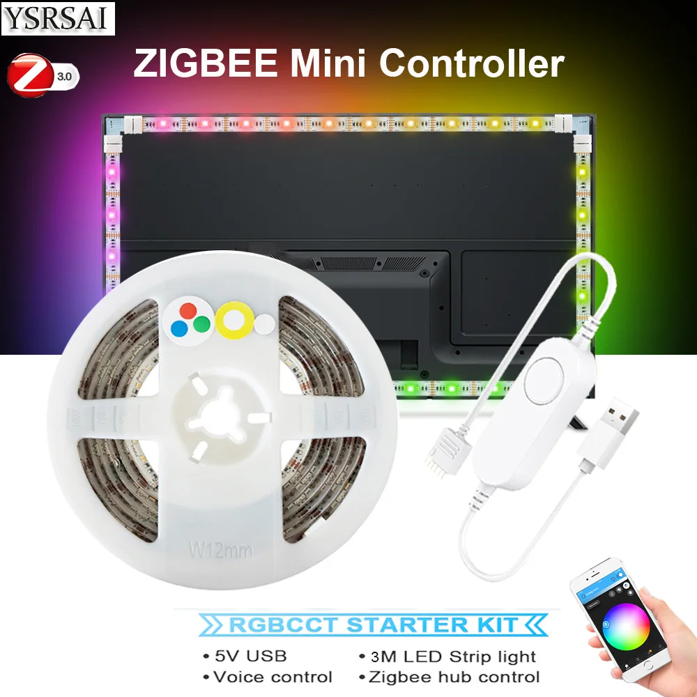 Светодиодная лента Zigbee RGB +, умная лампа для телевизора с теплым и белым цветом, 5 В, 6 контактов, RGBCCT, 1 м, 2 м, 3 м, ночник для Alexa Google Светодиодная лента Zigbee RGB +, умная лампа для телевизора с теплым и белым цветом, 5 В, 6 контактов, RGBCCT, 1 м, 2 м, 3 м, ночник для Alexa Google