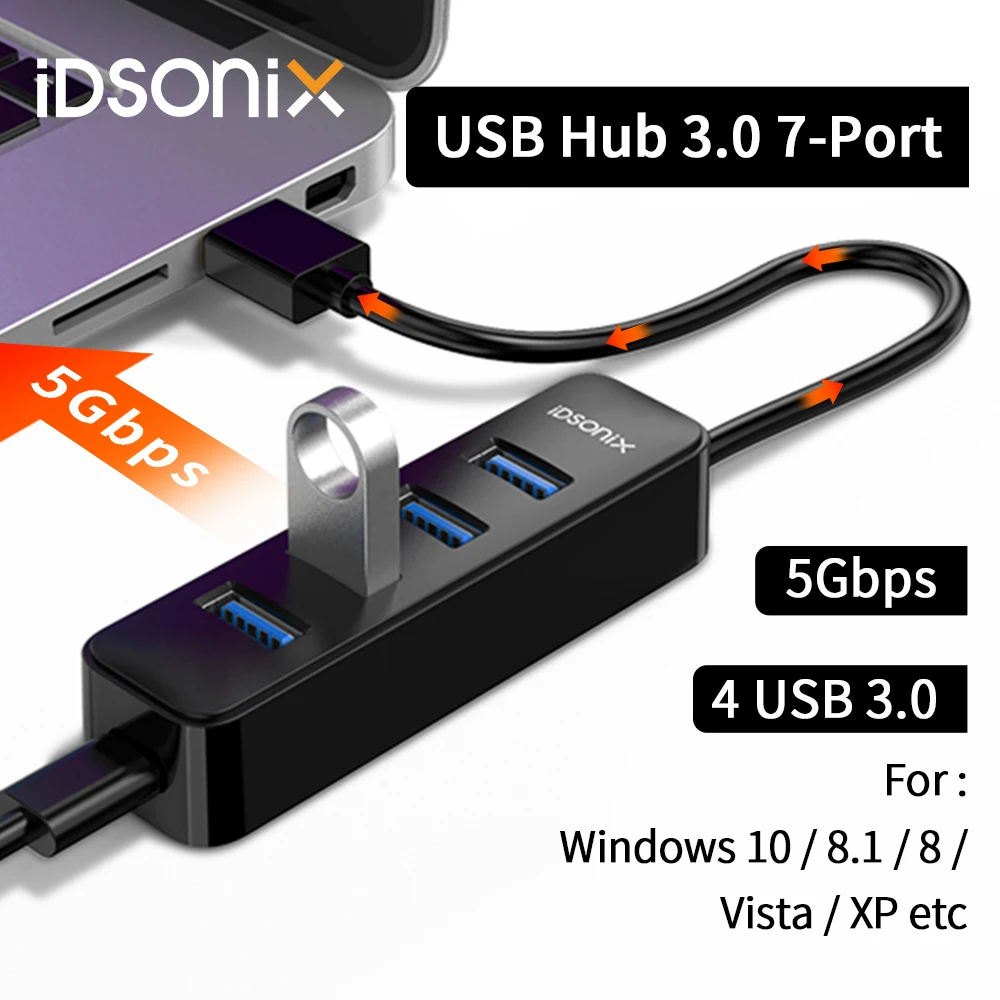 IDsonix, 4 порта, мощность 3 USB 3,0, USB 3,0, 5 Гбит/с, высокоскоростной порт передачи данных для ноутбуков, планшетов, ПК, Windows