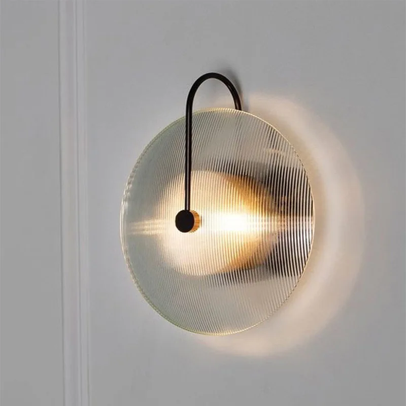

Nordic Round Glass Wall Lamp Post-modern Wall Decor Lights Creative Art Living Room Bedroom Bedside Lamp Porch Corridor Lamp G9