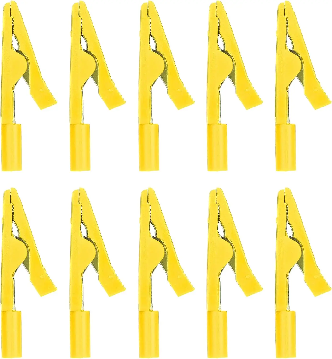 

10PCS/Set Safety Clip Electric Wire Connect Clamp 2mm Rear Banana Jack Testing Clamp Pure Copper for Power Regulator(Yellow)