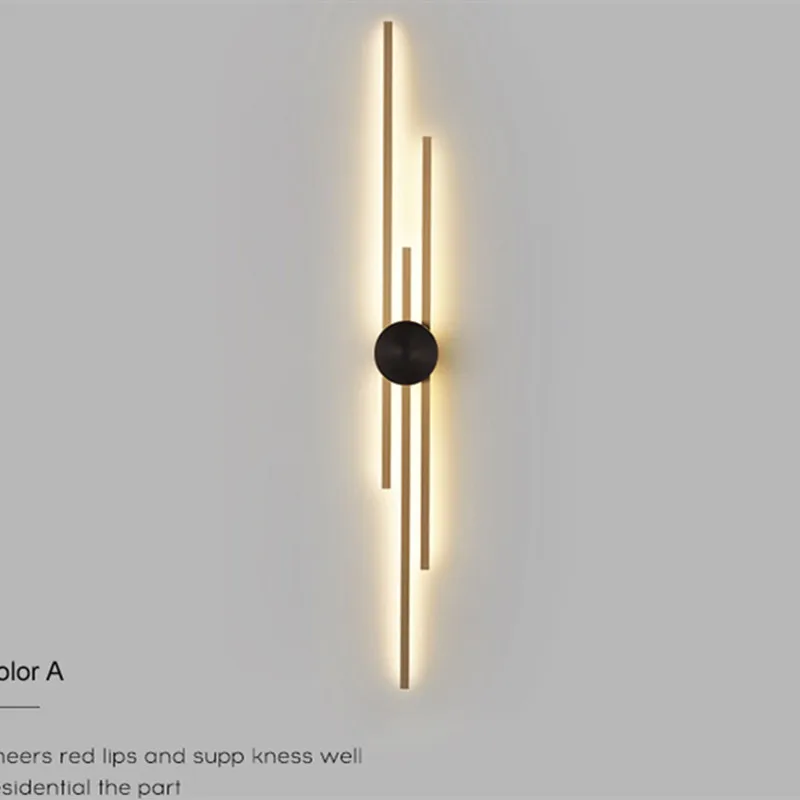 Light luxury minimalist bedroom bedside copper wall light creative long aisle living room TV background wall lamp