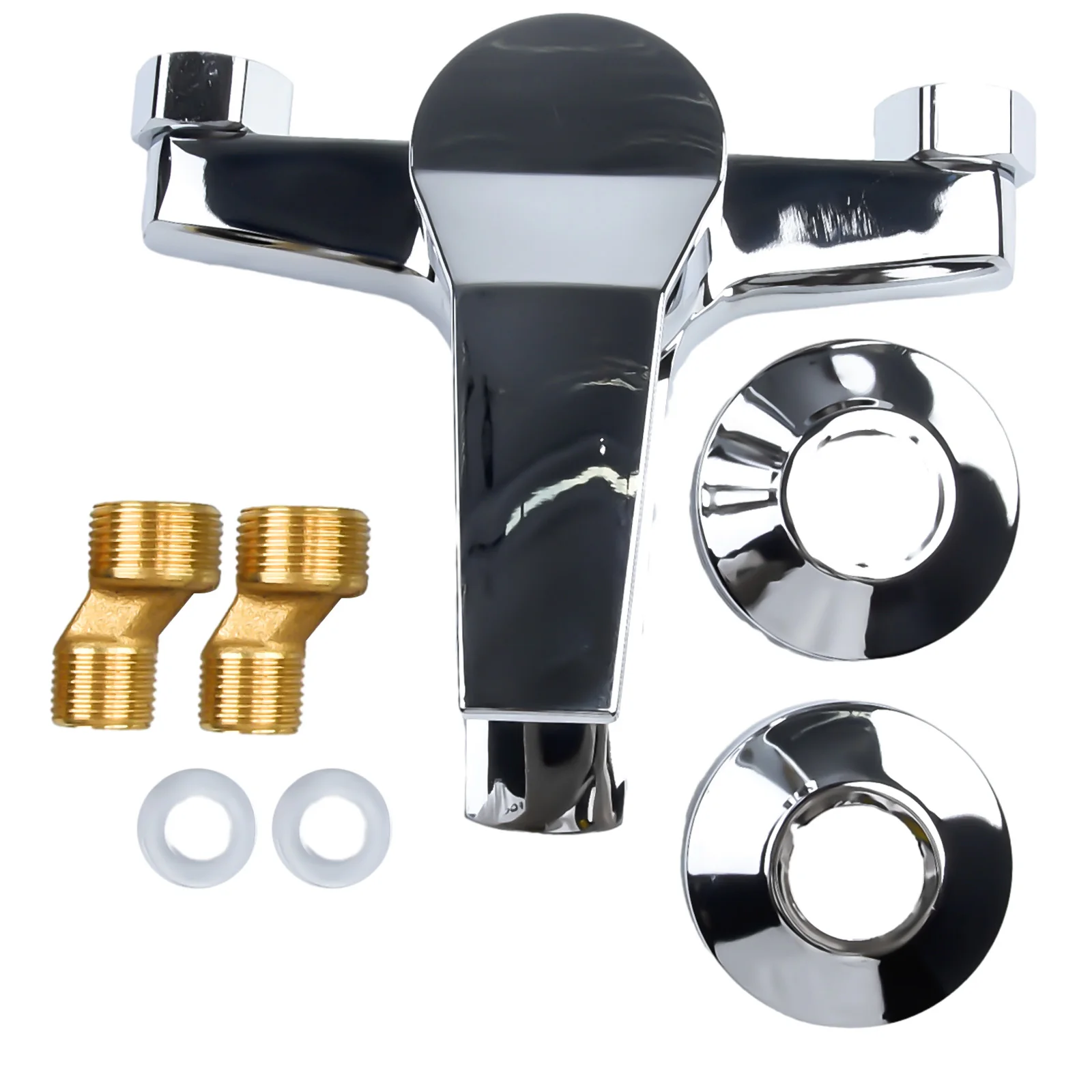 

Chrome Finished Faucets Zinc Alloy Construction Dual Hot and Cold Water Spout Wall Mounted for Easy Installation