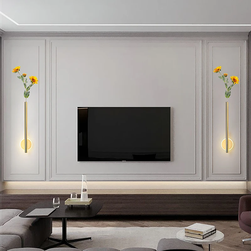 Настенный светильник с золотой трубкой светодиодное бра сделай сам для спальни