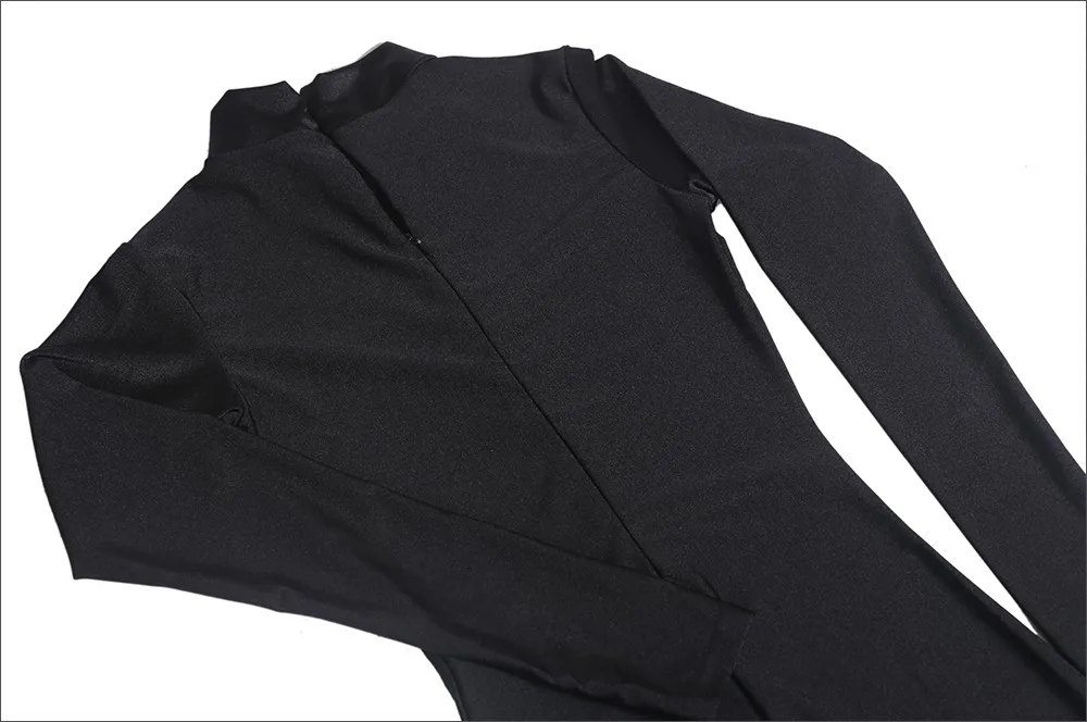 Взрослые мужчины боди из спандекса водолазка с длинным рукавом комбинезон