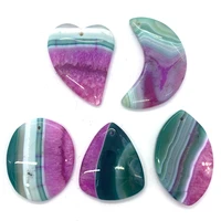 5pcspack fashion purple white color natural semi precious agate stone loose beads heart moon shaped diy making necklace earring