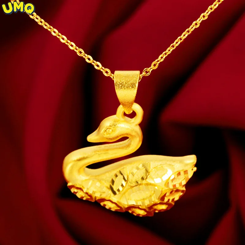 

Hi Japan and South Korea Love Goose 24k Gold Pendant Necklace for Party Jewelry with Chain Choker Birthday Gift Girl