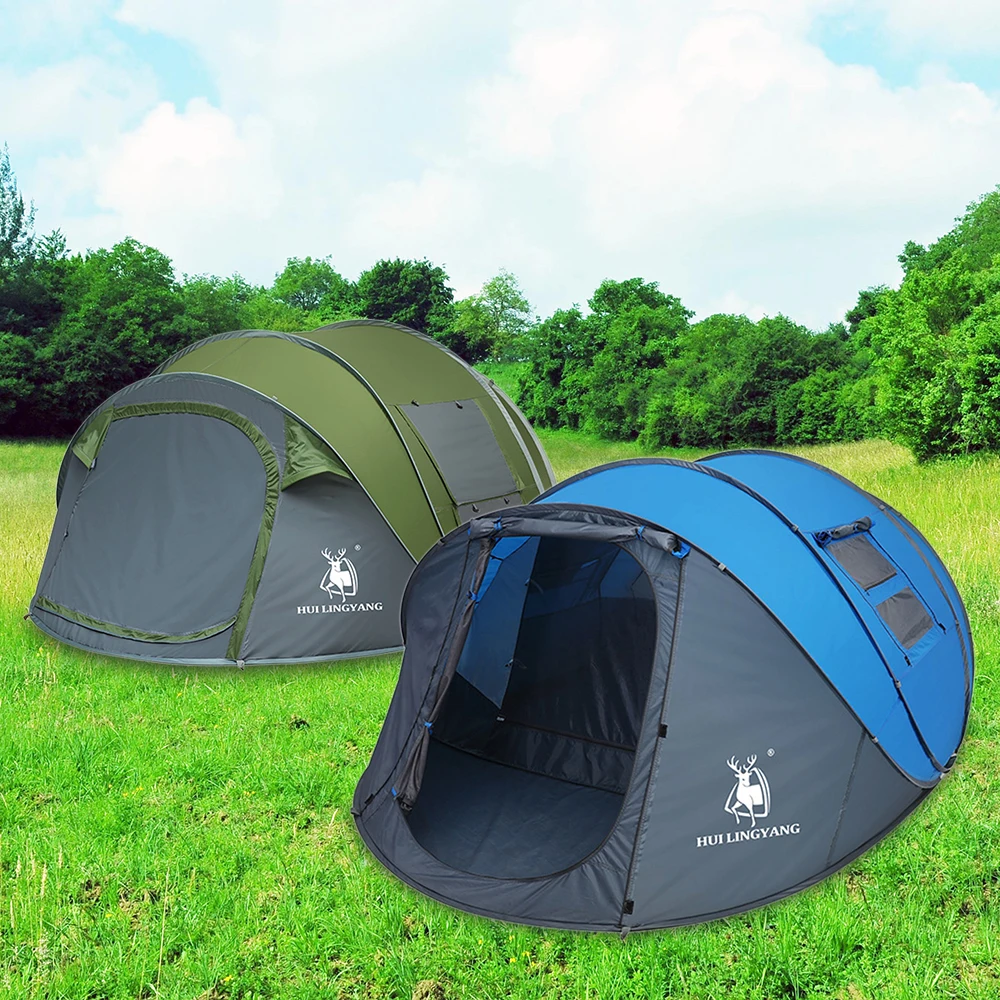 

Outdoor Throw Pop Up Tent 4-6 Person Outdoor Automatic Tents Double Layers Large Family Tent Waterproof Camping Hiking Tent