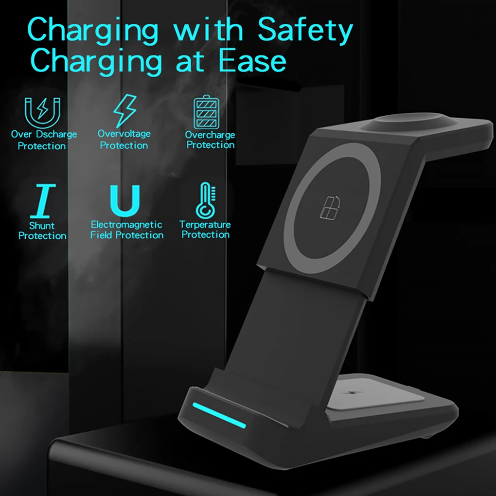 

15W Magnetic Wireless Charger Stand For IPhone 13 12 11 XR 8 Apple Watch 3 In 1 Qi Fast Charging Dock for Airpods Pro IWatch 7 6
