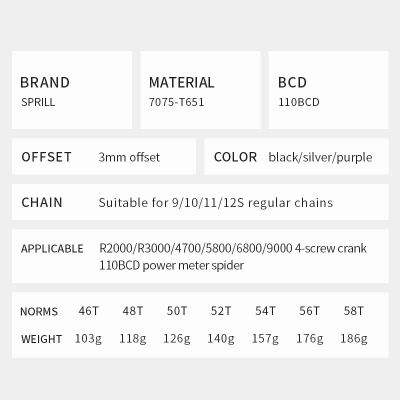 Pass quest 3 мм смещенное кольцо цепи 110bcd звездочка 110 bcd фиолетовая 48T 50T 52T 54T 56T 58T для