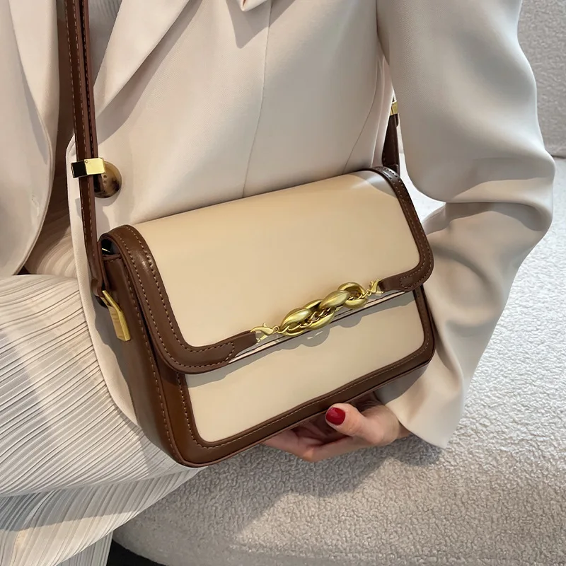 

High Quality Leather Messenger Bag Women's Bag 2022 New High-end Sense Chain Small Square Bag Fashion All-match Shoulder Bag