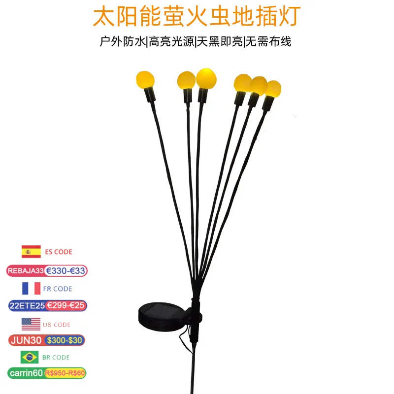 

2pcs/lot Solar Powered Outdoor Grass Globe Dandelion Fireworks Lamp Flash String LED For Garden Lawn Landscape Holiday Light