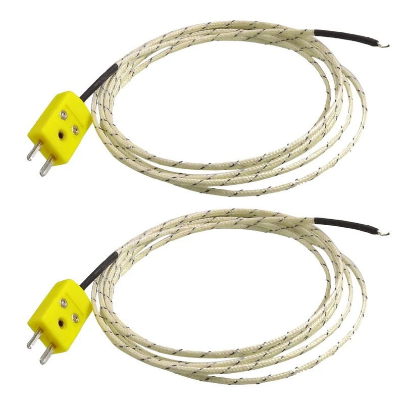 

2X Cable K Type Thermocouple Temperature Measuring Probe Sensor White 2M
