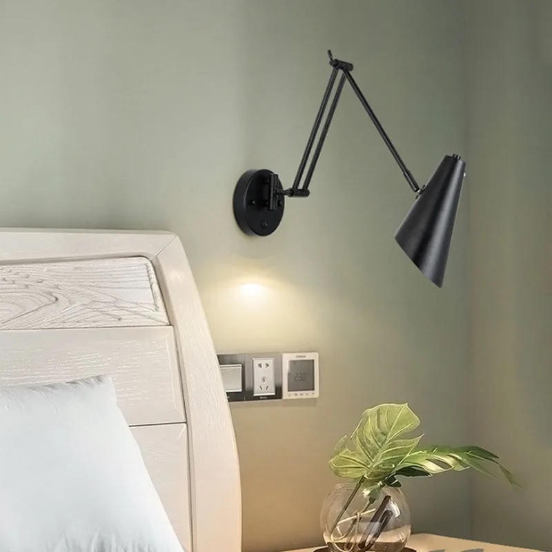 LED Wall Lamps Adjustable Foldable Telescopic Swing Long Arm Wall Sconce Bedside Aplique De Pared Lighting Decor Light Wandlampe images - 6