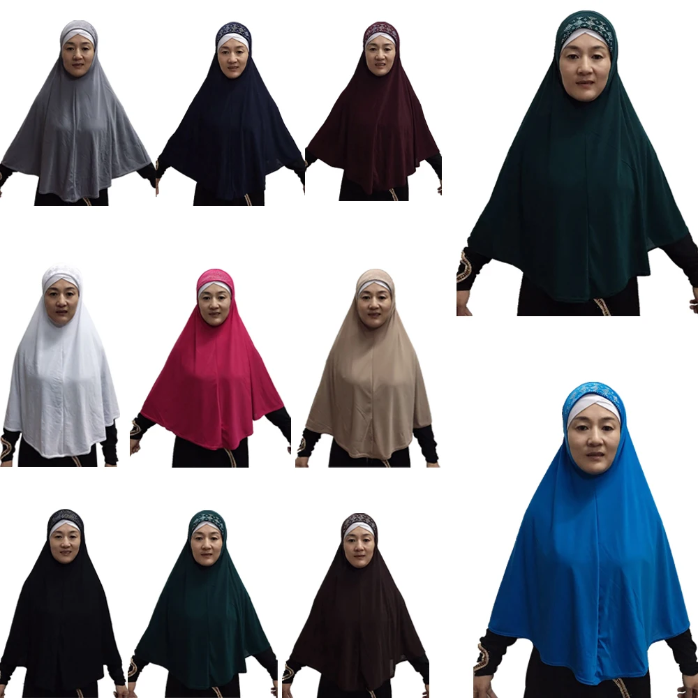 

Islamic Hijab Khimar One Piece Amira Muslim Women Long Scarf Turban Prayer Hijabs Pull On Ready Made To Wear Shawl Wrap Niqab