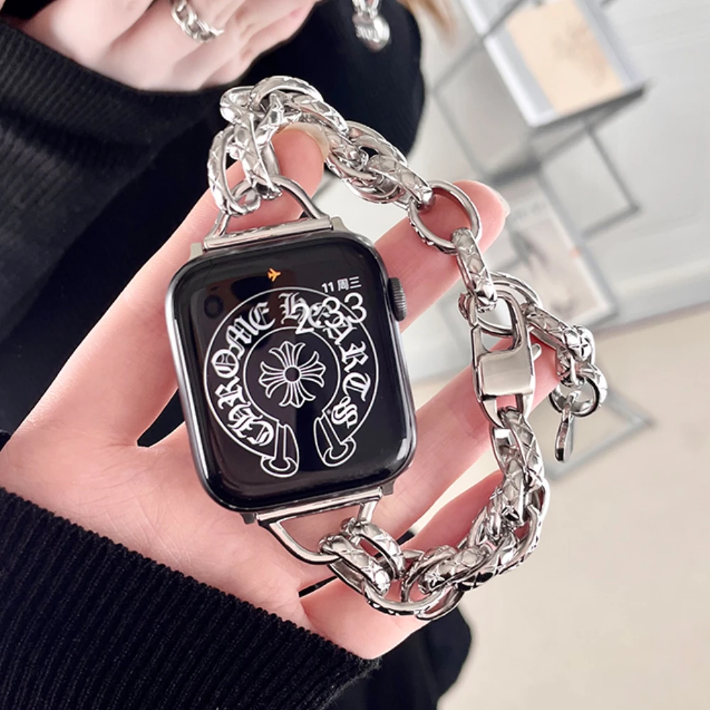 Luxury Ring Strap Bracelet Steel Strap For Apple Watch Ultra Band 49mm 44mm 45mm For iWatch series 7 6 5 4 3 SE 40mm 41mm correa