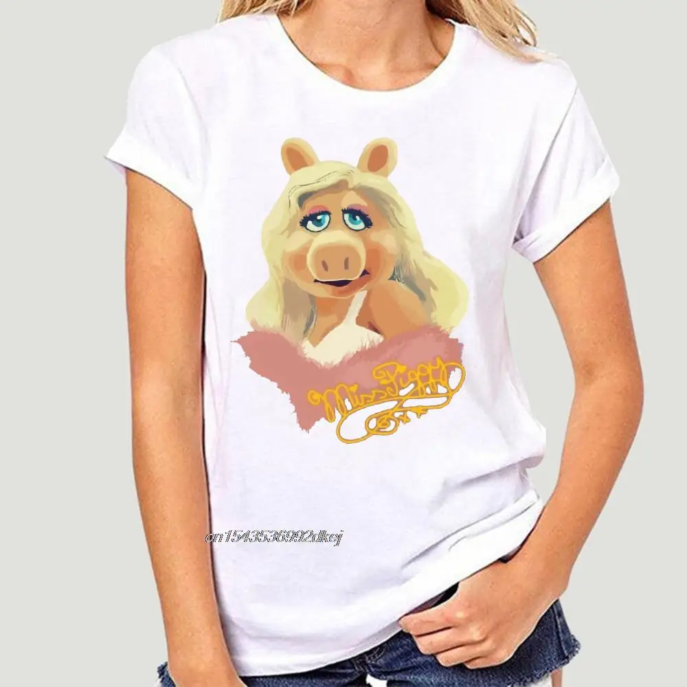 

Мужская футболка, футболка Muppet Miss Piggy, белая женская футболка 1854D