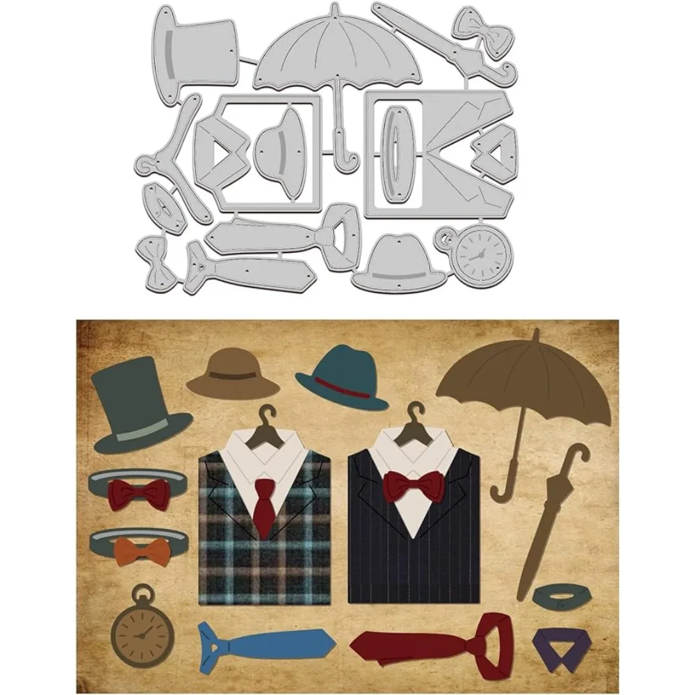 

Vintage Decor Cutting Dies Hat Tie Carbon Steel Die Cutting Template Umbrella Clock Metal Crafting Dies Cutting Suit Metal