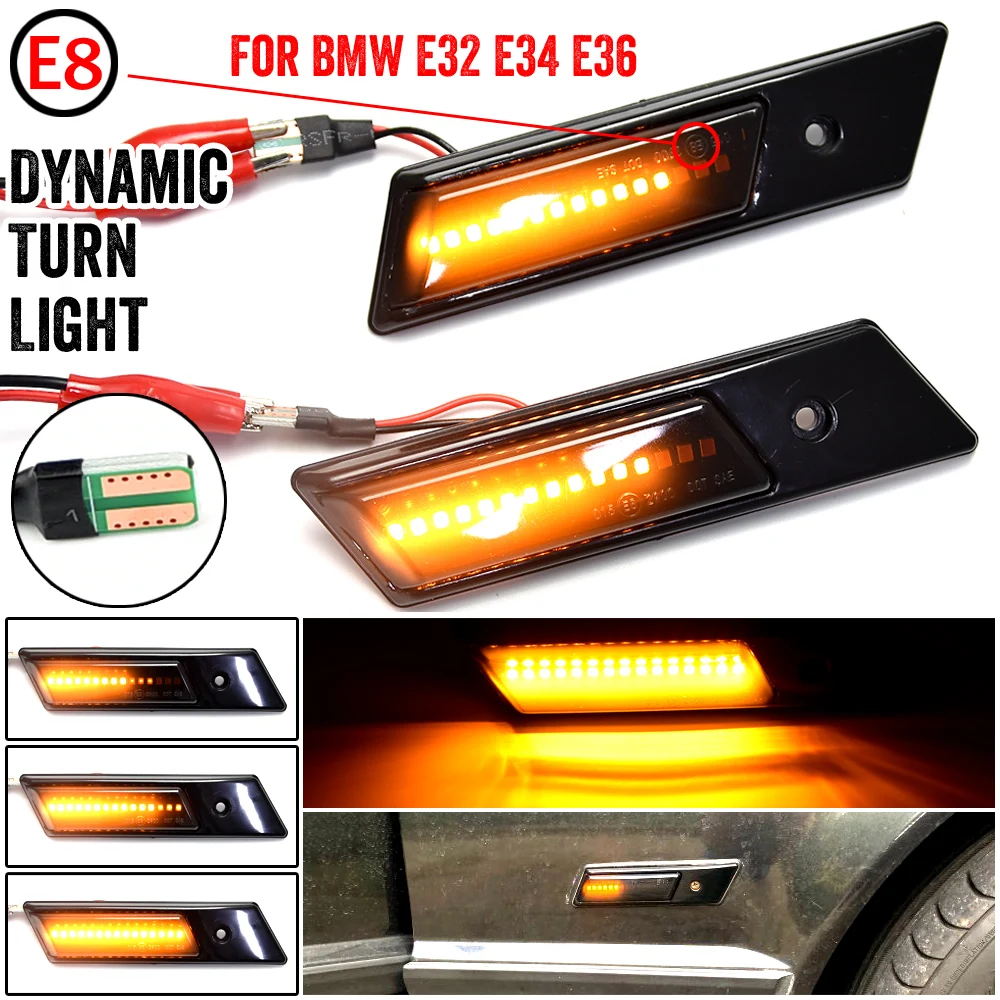 

2Pcs Suitable For BMW E32 E34 E36 1990-1996 M3 M5 3 5 7 SERIES Dynamic LED Car Side Marker Lights Repeater Signal Lights
