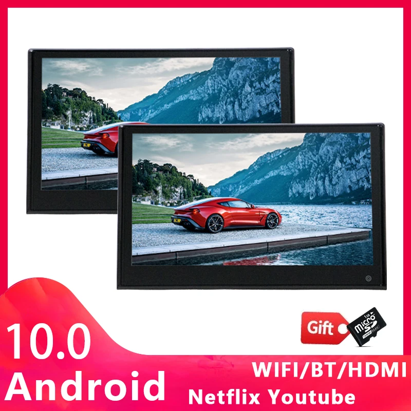$189.85 4K Android 10 Car Headrest Monitor Touch Screen 1080P 12/13 Inch 2+16GB Automobile Rear Seat Video Player WIFI HDMI Mirror Link