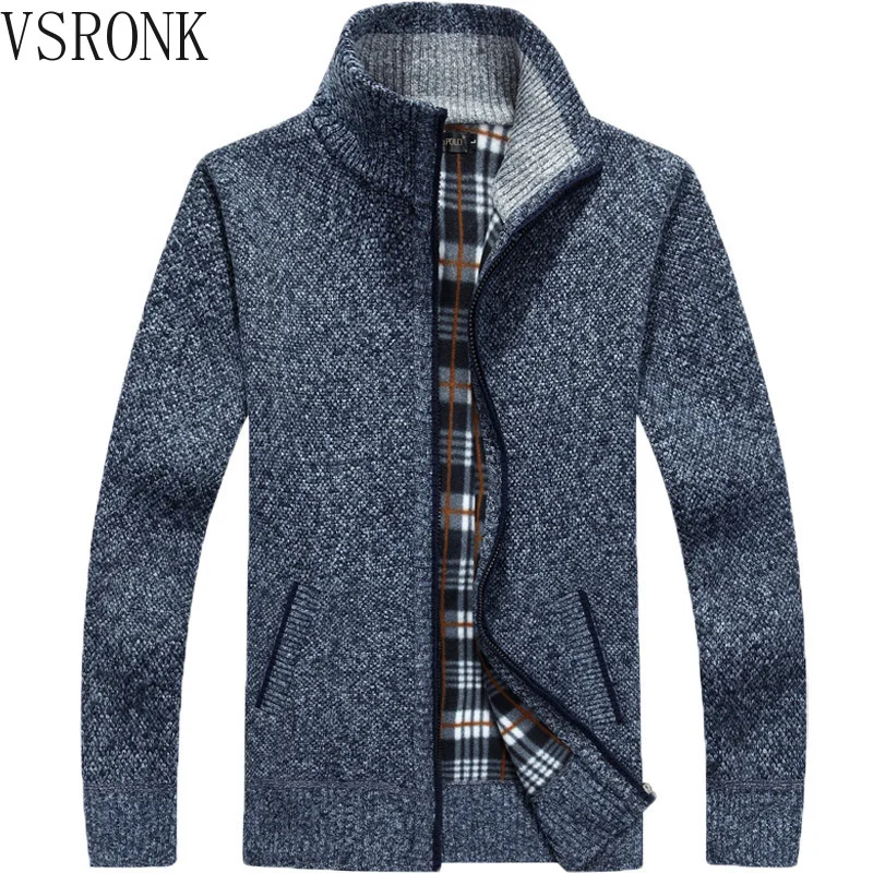 

2022 Autumn Winter Men's Sweater Coat Faux Fur Wool Sweater Jackets Men Zipper Knitted Thick Coat Warm Casual Knitwear Cardigan