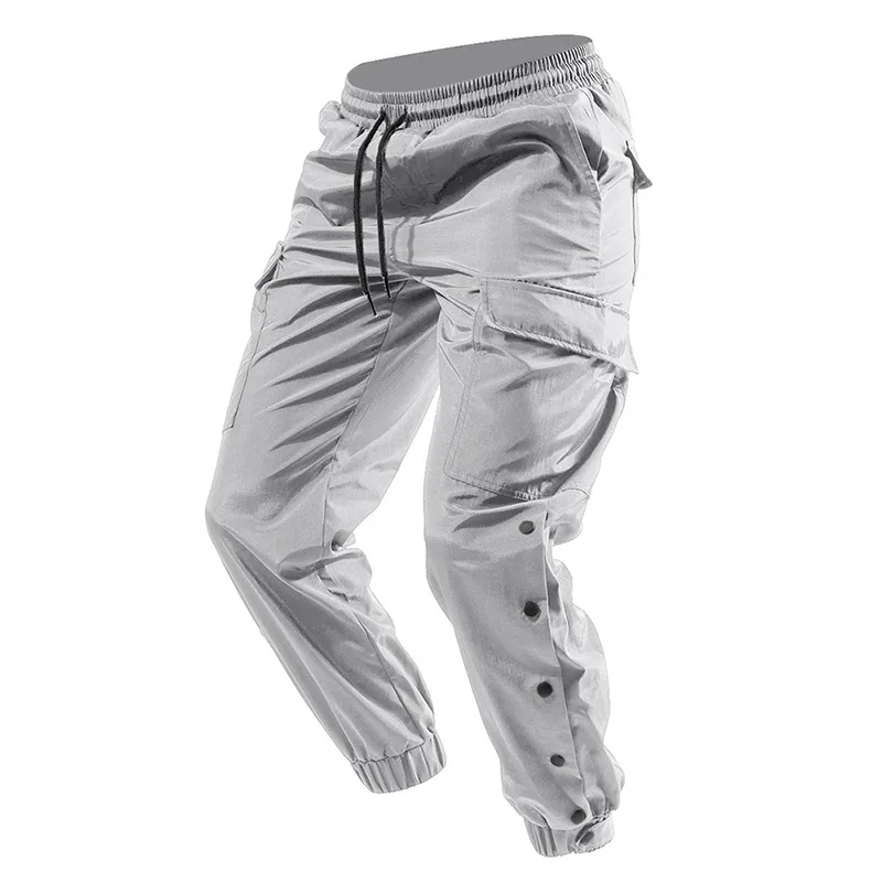 2022 Men Thin Cargo Pants Men Solid Color Beam Feet Long Pants Male Fashion Hip Hop Casual Streetwear Joggers Trousers
