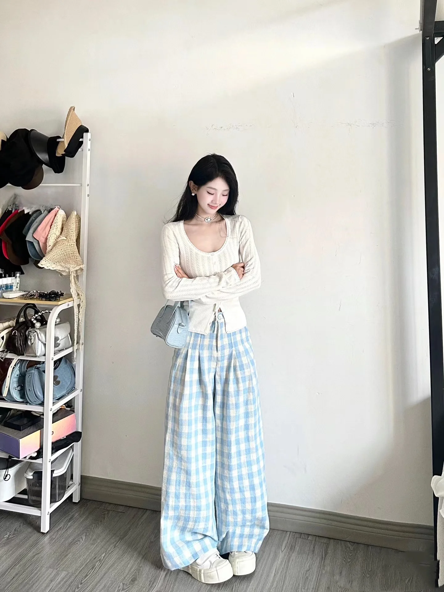 Французский белый полый кружевной базовый вязаный женский ранний осенний новый