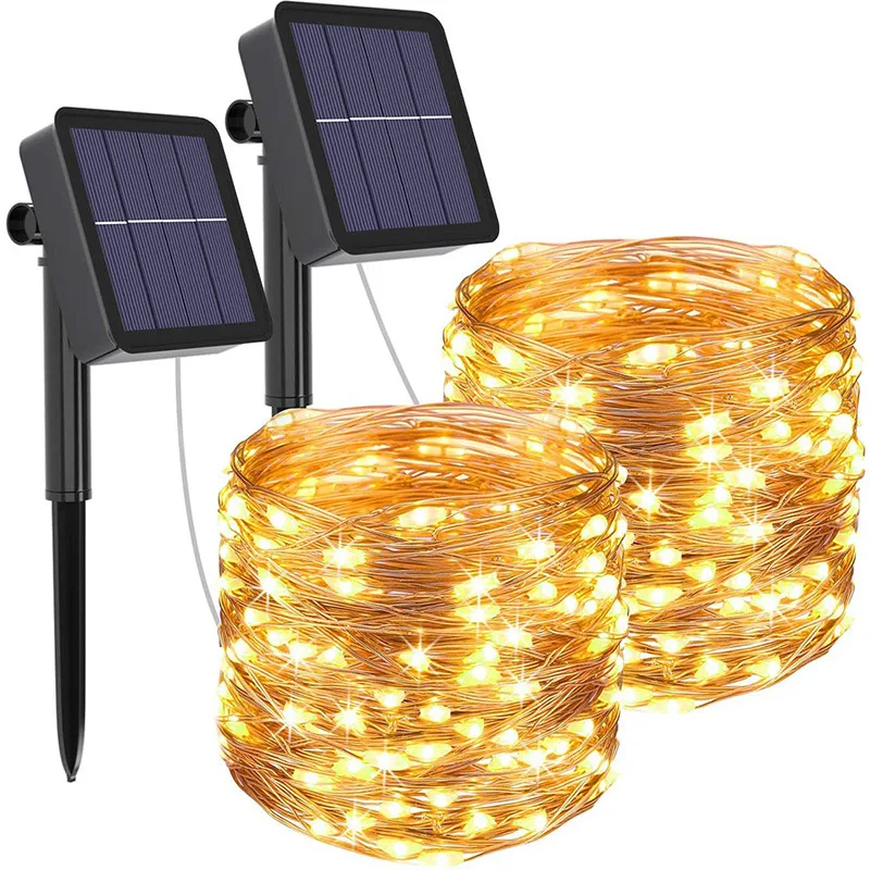 

Outdoor LED Solar Fairy String Lights Waterproof Garden Decoration Garland 8Modes Copper Wire Light for Street Patio Christmas