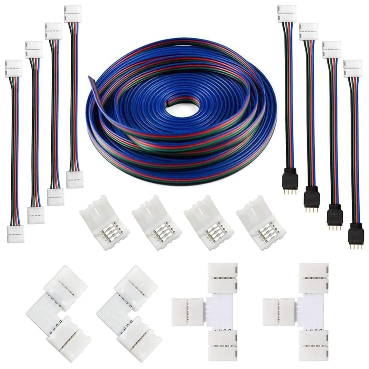 

16.4FT(5M) 4-Pin RGB Extension Cable,LED Strips Connectors Kits for 5050 Flexible RGB Light