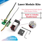 Лазерный модуль NEJE A40640, квадратная головка с двойным лучом, синий свет, TTL модуль для лазера сделай сам, инструмент для гравировки дерева