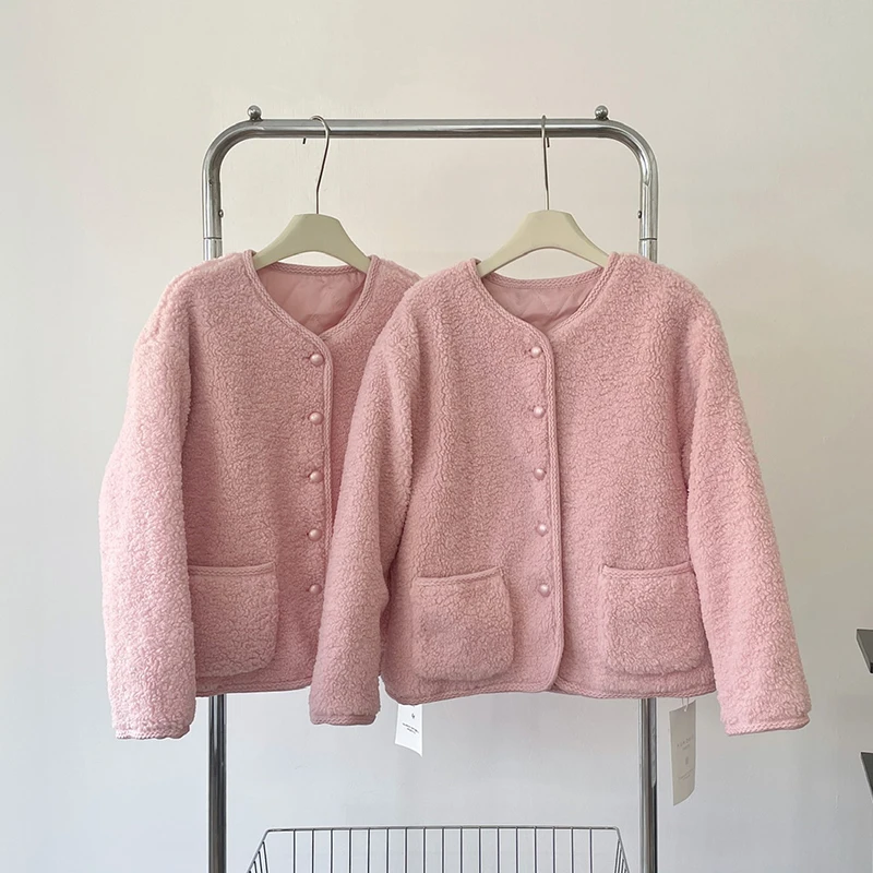 LUZHEN 2024 зимнее однотонное повседневное флисовое пальто женская модная элегантная