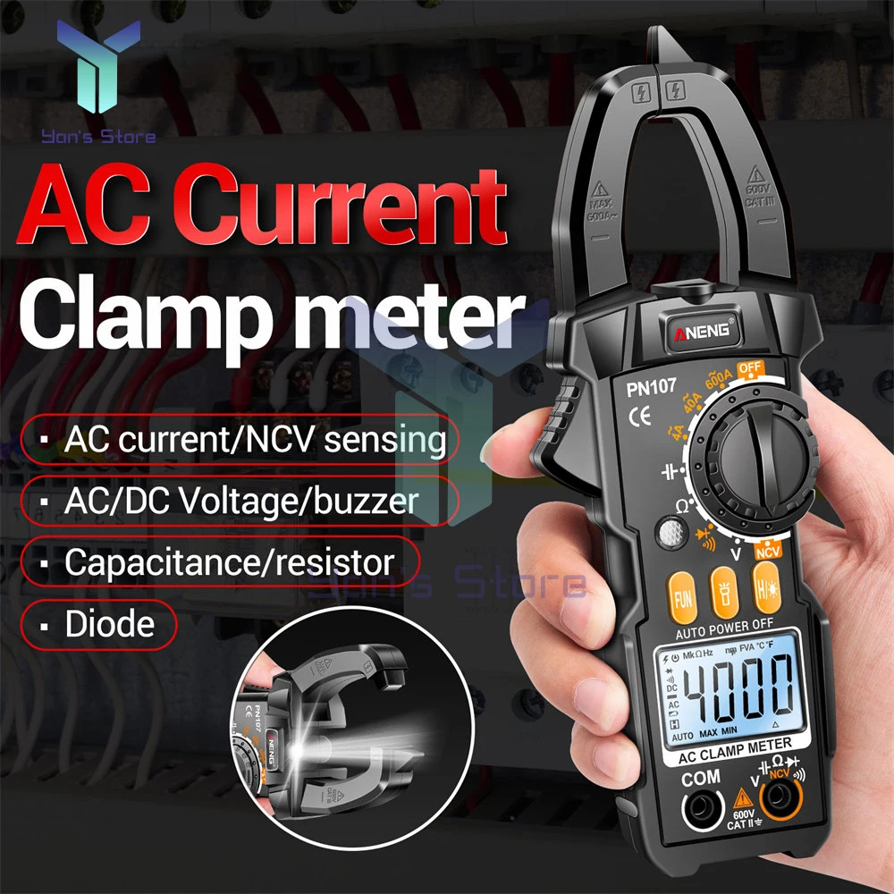

1Pcs PN107 Digital 4000 Count Clamp Meter DC/AC Multimeter Eletric Ammeter Voltage Tester NCV Ohm High Precision Detector Tool