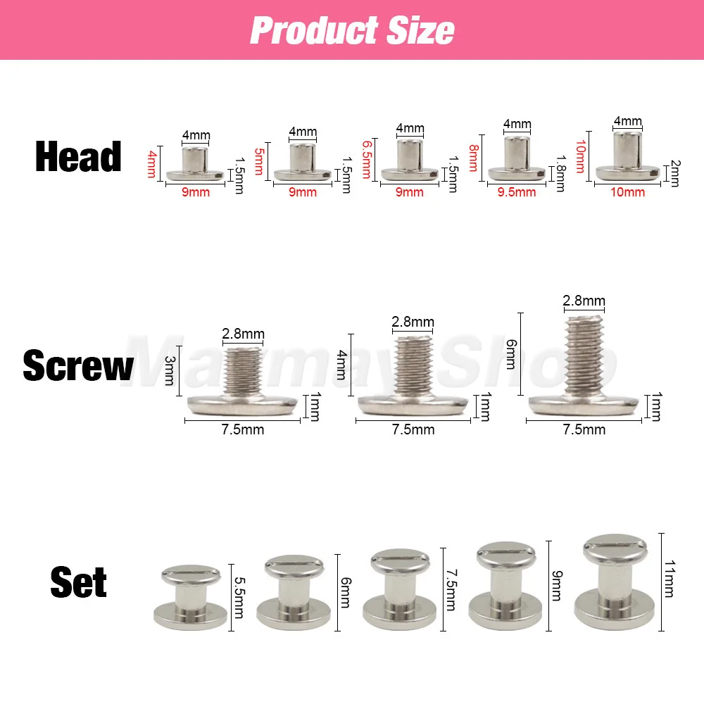 10 комплектов металлический винт с заклепками для ногтей в Чикаго двойной