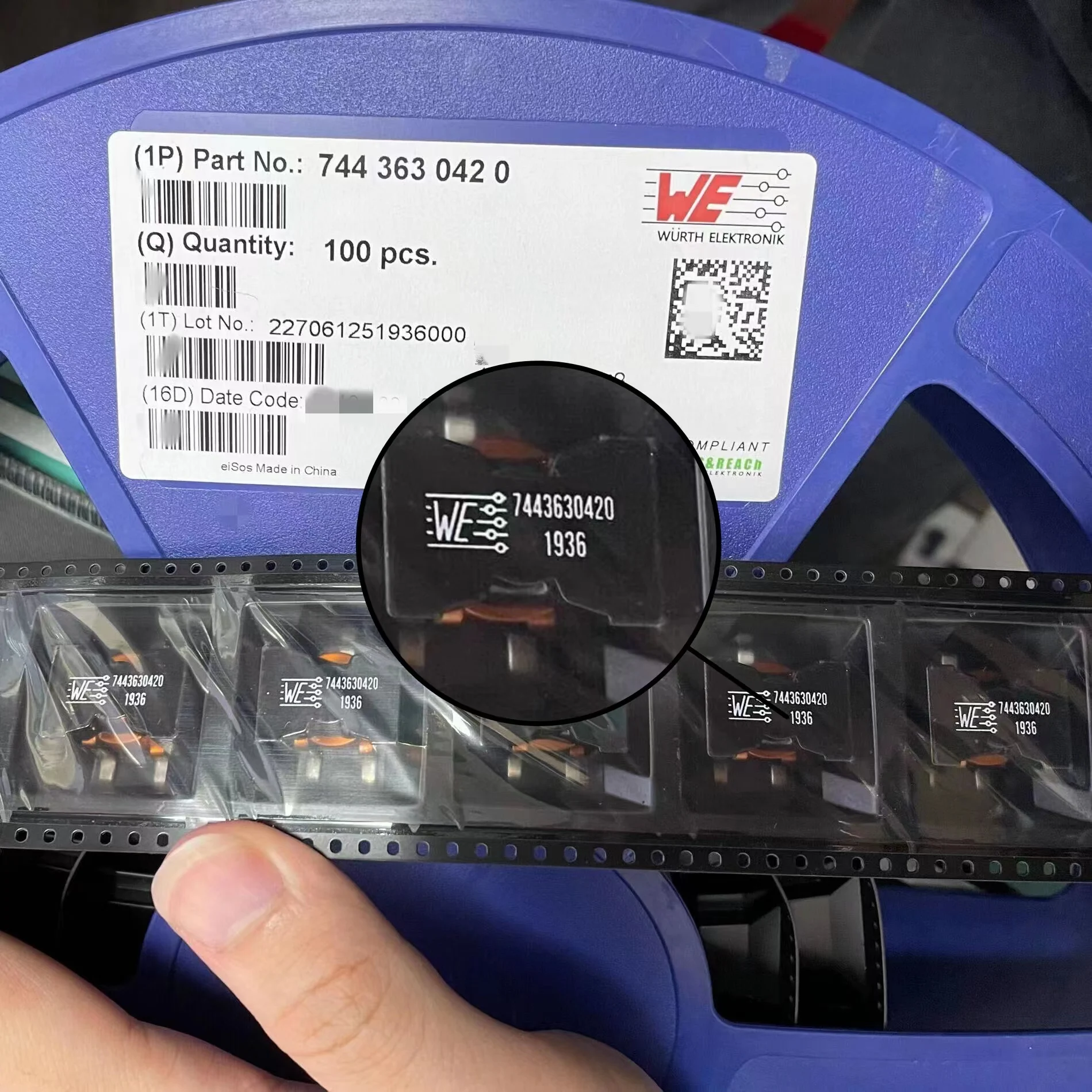 

WE 7443630420 SMD Flat Copper Wire 3-Lead High Current Inductor 22x22x15 4.2UH 24A