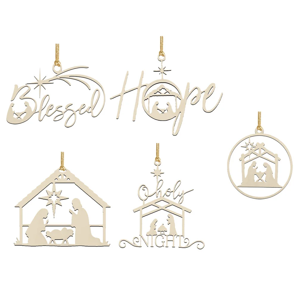

Nativity Wooden Jesus Cutouts Scene Christ Wood Ornaments Religious Street Ave Stoner Hanging Tags Gift Winter Home Pendant