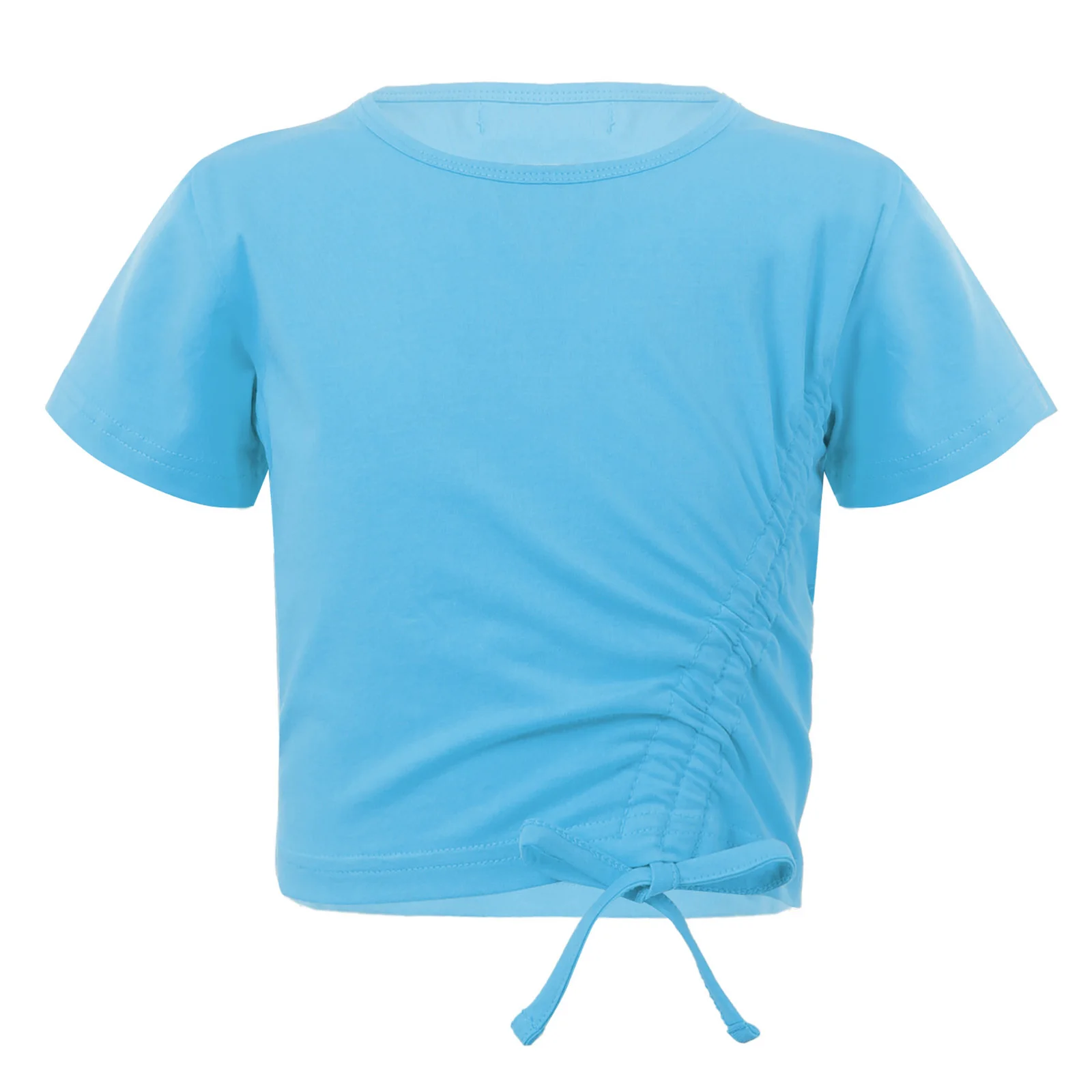 

Kids Girls Yoga Shirt Sports Ballroom Dance Top Cotton Sportswear Short Sleeves Breathable T-shirt Tops Casual Stage Dance Wear