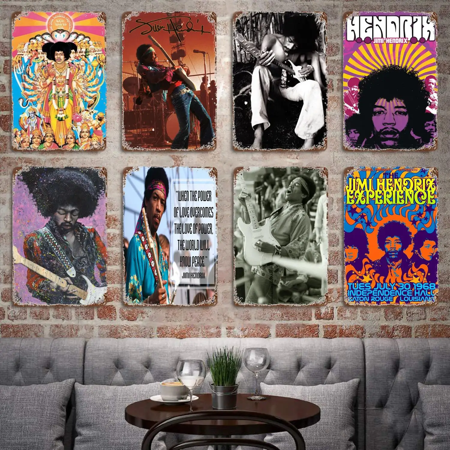 

Jimi Hendrix Live on Stage Decor Poster Vintage Tin Sign Metal Sign Decorative Plaque for Pub Bar Man Cave Club Wall Decoration