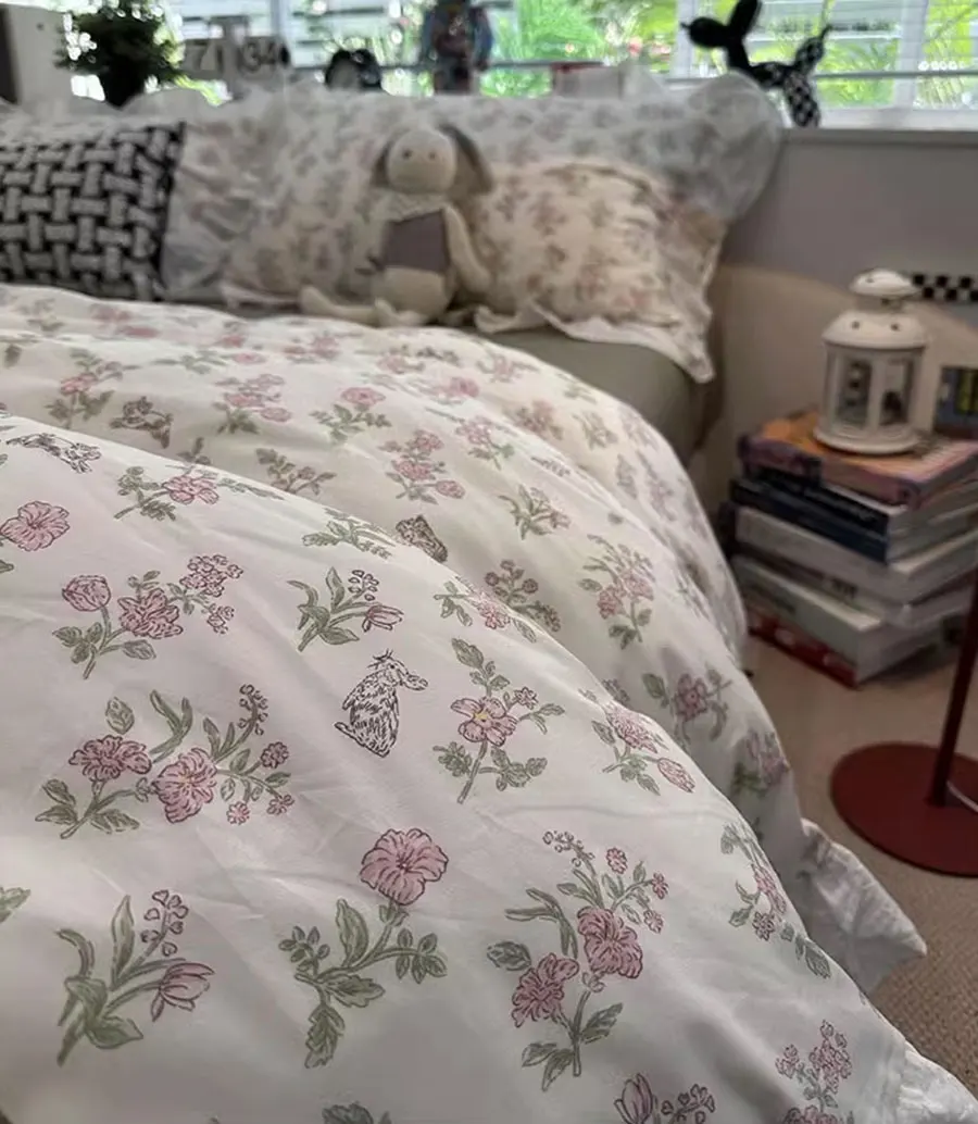 Комплект постельного белья Fairyfair с розовыми цветами односпальный двуспальный