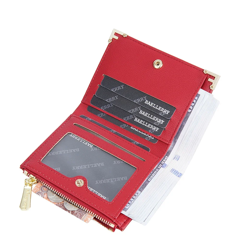 Женский короткий кошелек из искусственной кожи модный на молнии для монет