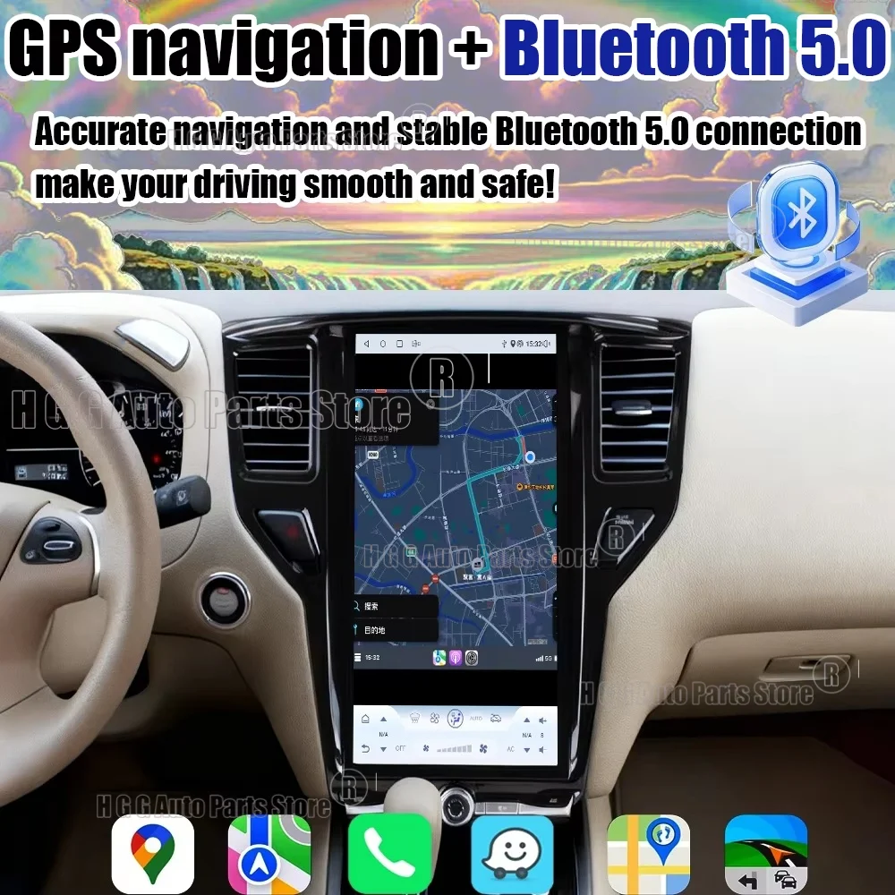 Фото 14,8-дюймовая Android-автомагнитола для Nissan Pathfinder R52 SL SV 2012-2020, мультимедийный DSP-плеер, стереосистема с беспроводным CarPlay, автомобильная магнитола №4