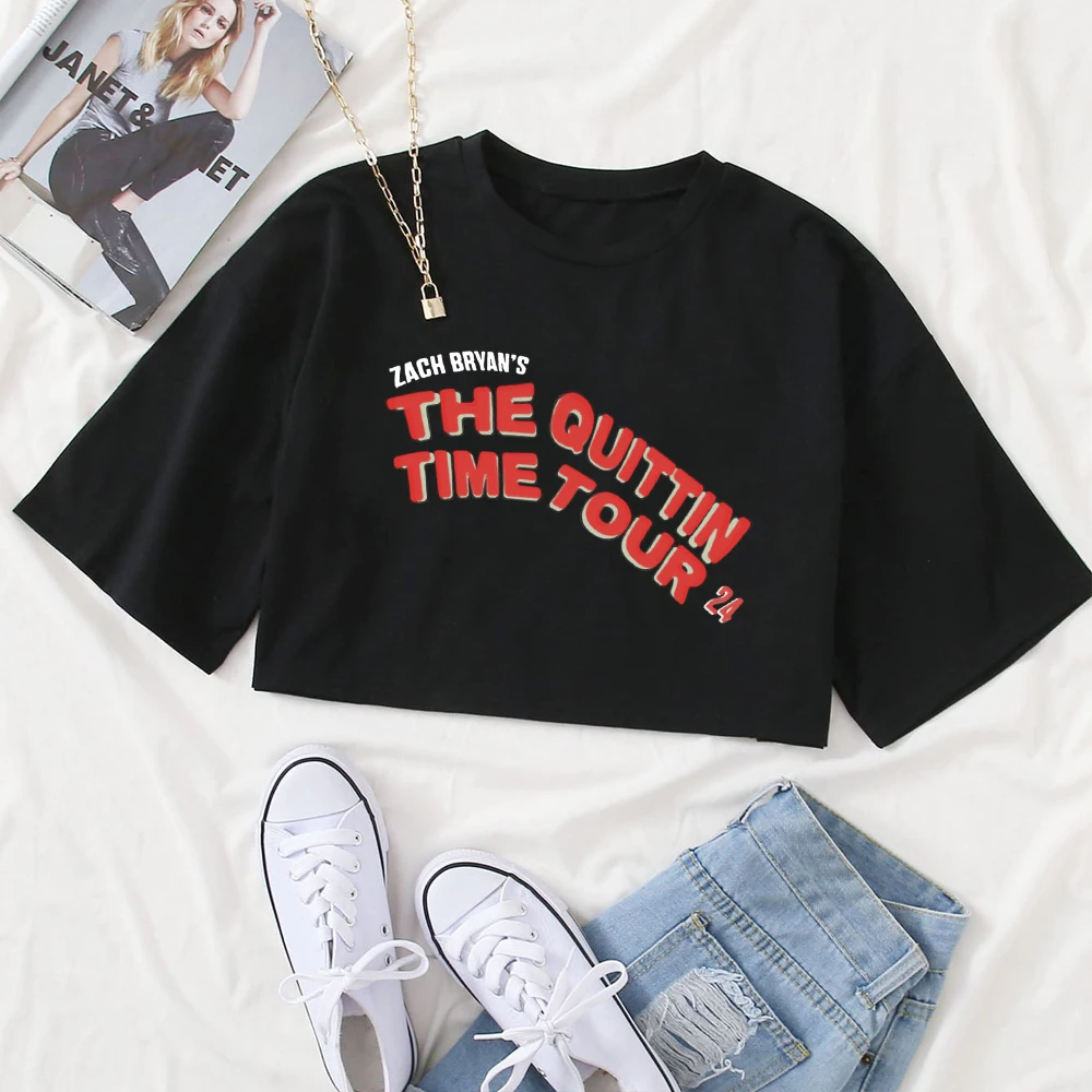 Zach Bryan The Quittin Time Tour 2024 повседневная женская одежда с круглым вырезом для девушек