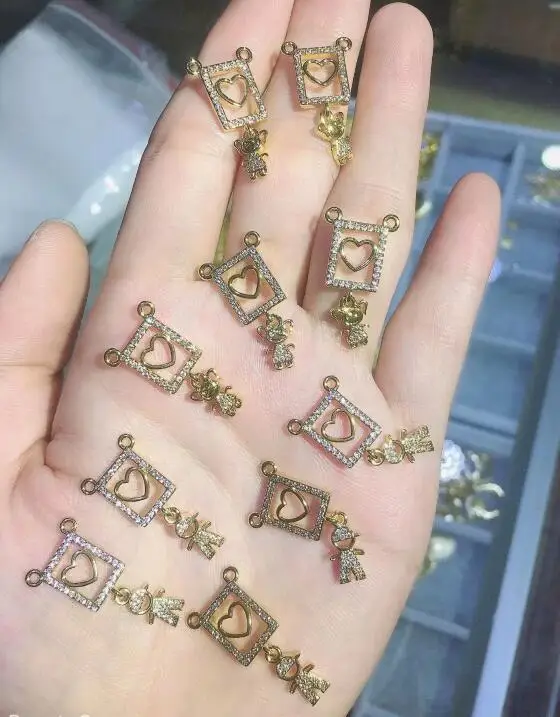 

1pcs girl heart pendant Jewelry Making color DIY Gold Plated Copper Accessories for bracelet necklace Jewelry daf3a