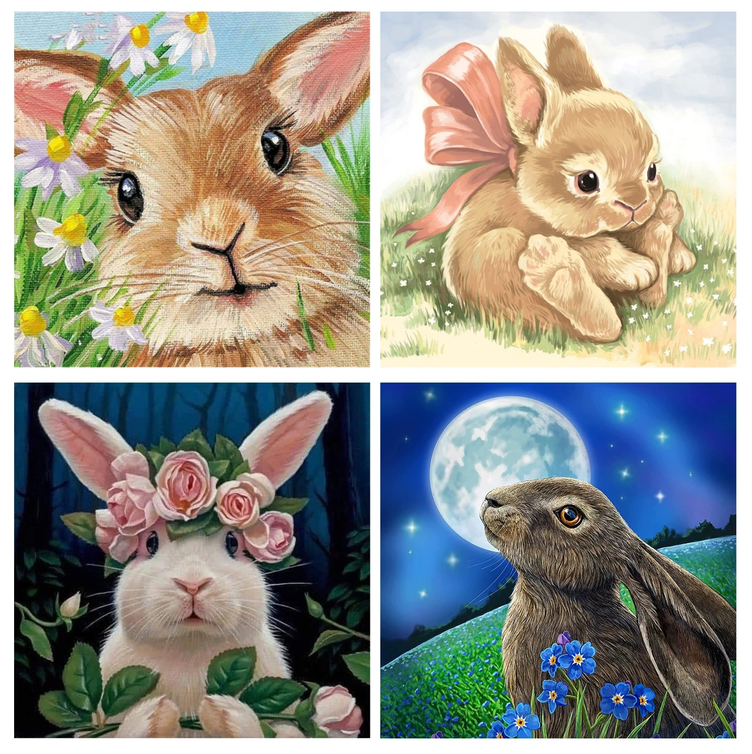 

5D Diamond Painting Rabbit Full Square Round Diamond Art for Adults and Kids Embroidery Diamond Mosaic Home Decor