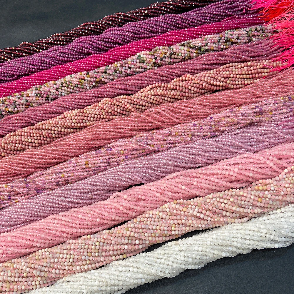 Кварцевые бусины 2 мм, 3 мм, 4 мм, бриллианты, розовая роза, хрустальные бусины, круглые аметисты, бусины россыпью для изготовления ювелирных изделий своими руками, ожерелье